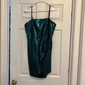 HOCO DRESS emerald green disco tile dress from David’s Bridal